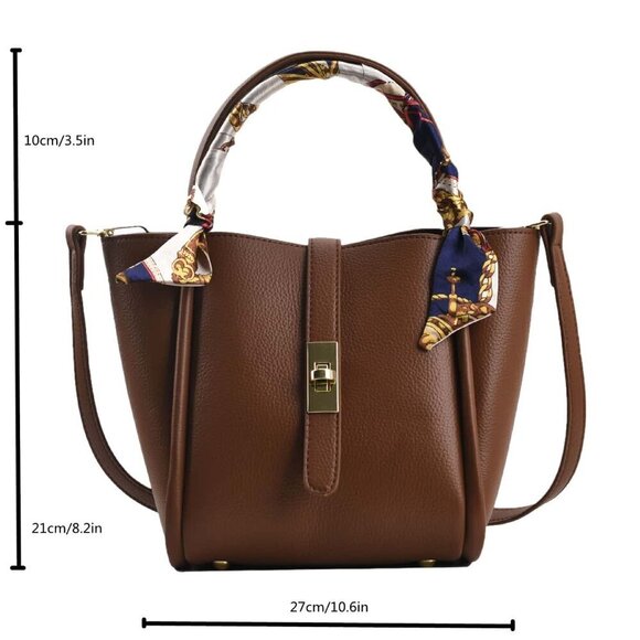 Brown Elegant Women's Bow Decor Old Money Mini Handle Bag - Picture 7 of 7